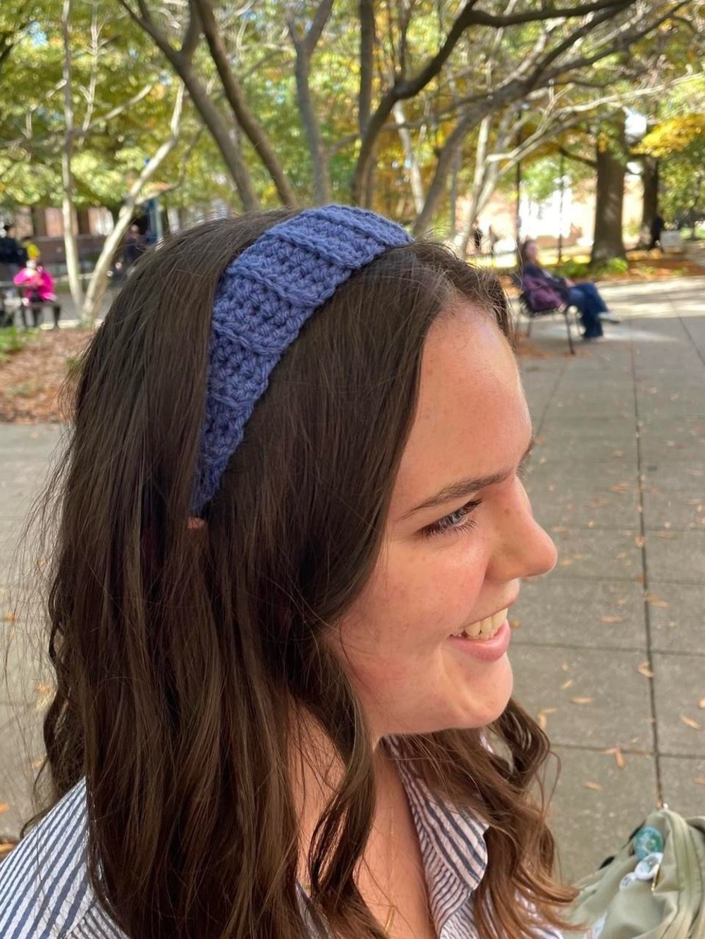 Blue crochet headband
